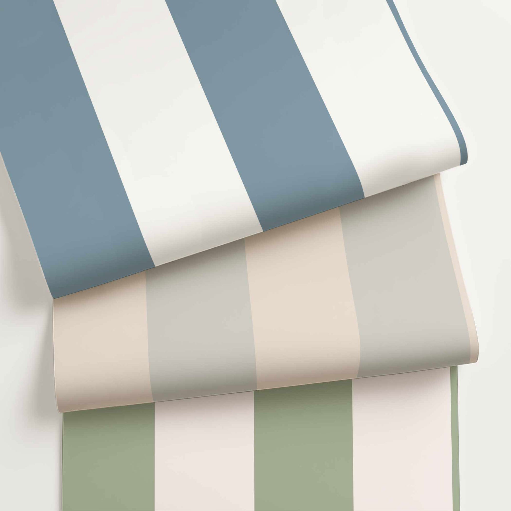 Customizable bold striped wallpaper in a dramatic 7-inch stripe pattern, shown in contrasting tones for maximalist or classic interiors.