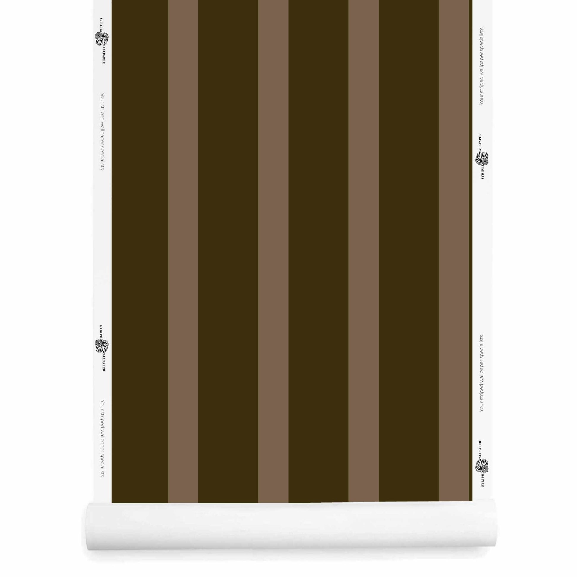 Dark brown striped wallpaper roll with uneven stripes – Seahorn