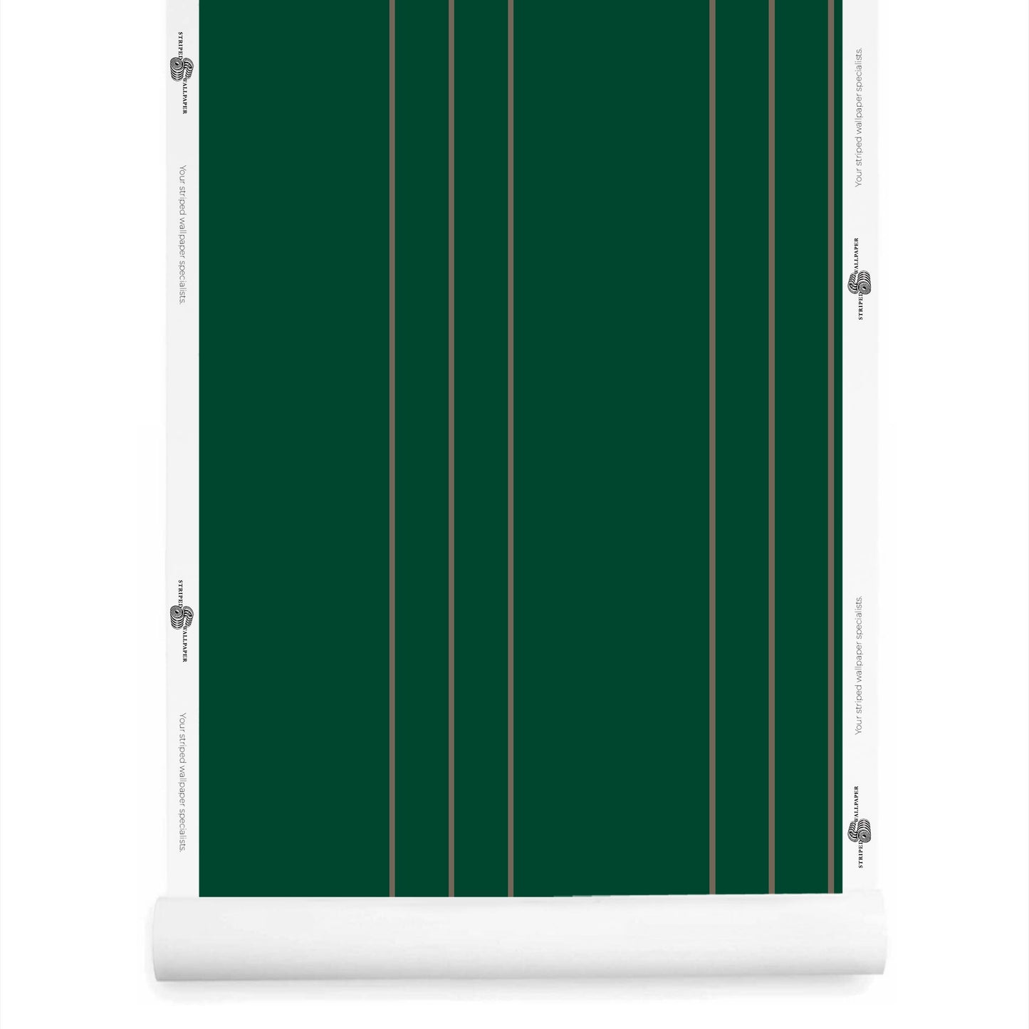 dark green pinstripe wallpaper roll – Arno forest and drab colorway