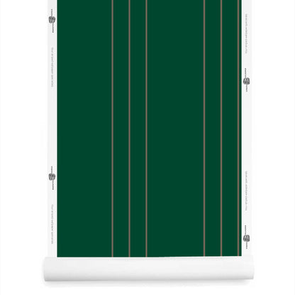 dark green pinstripe wallpaper roll – Arno forest and drab colorway