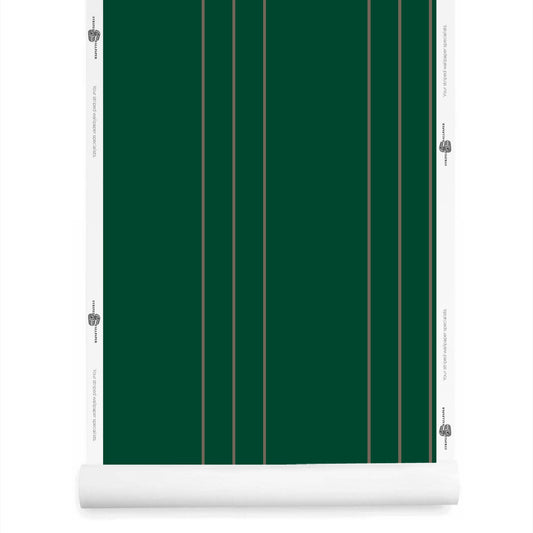 dark green pinstripe wallpaper roll – Arno forest and drab colorway