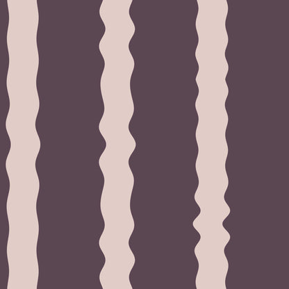 Maiden wallpaper detail – dusty purple wavy stripes with a soft, painterly look
