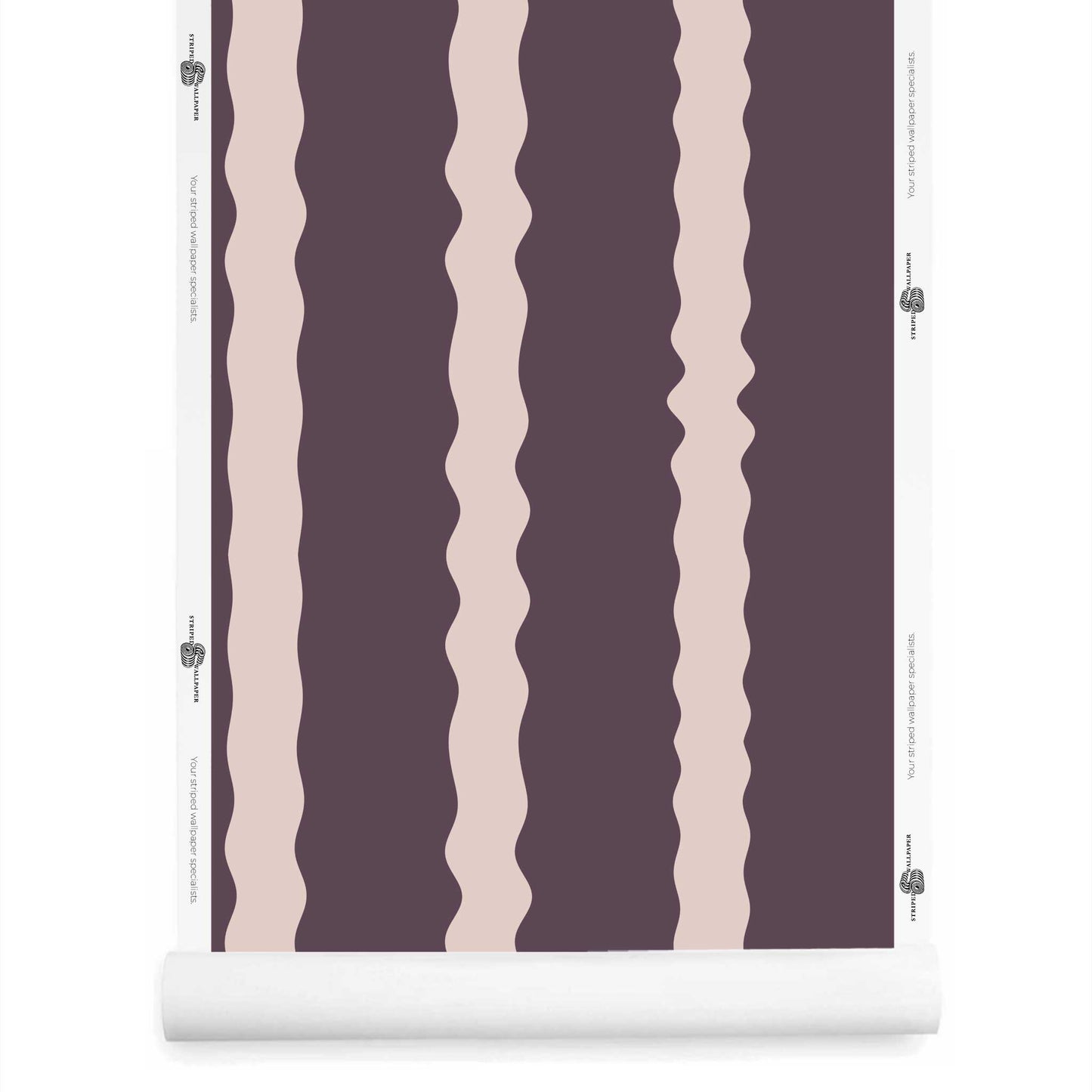 Dusty purple striped wallpaper with wavy stripes roll – Maiden Hush Billow