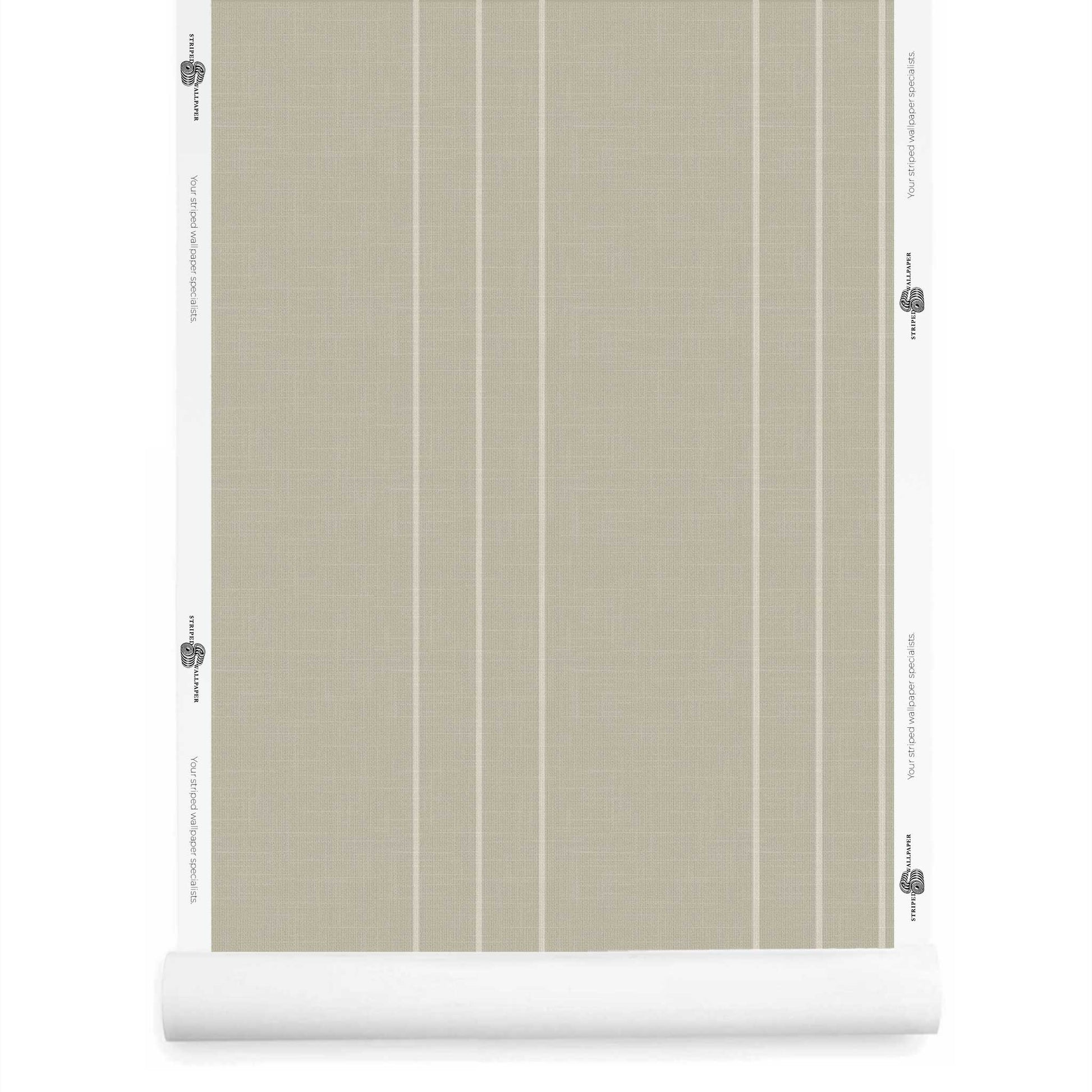 Ecru and beige pinstriped wallpaper with linen finish roll - Arno