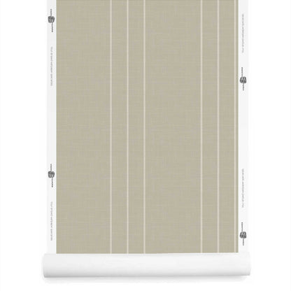 Ecru and beige pinstriped wallpaper with linen finish roll - Arno