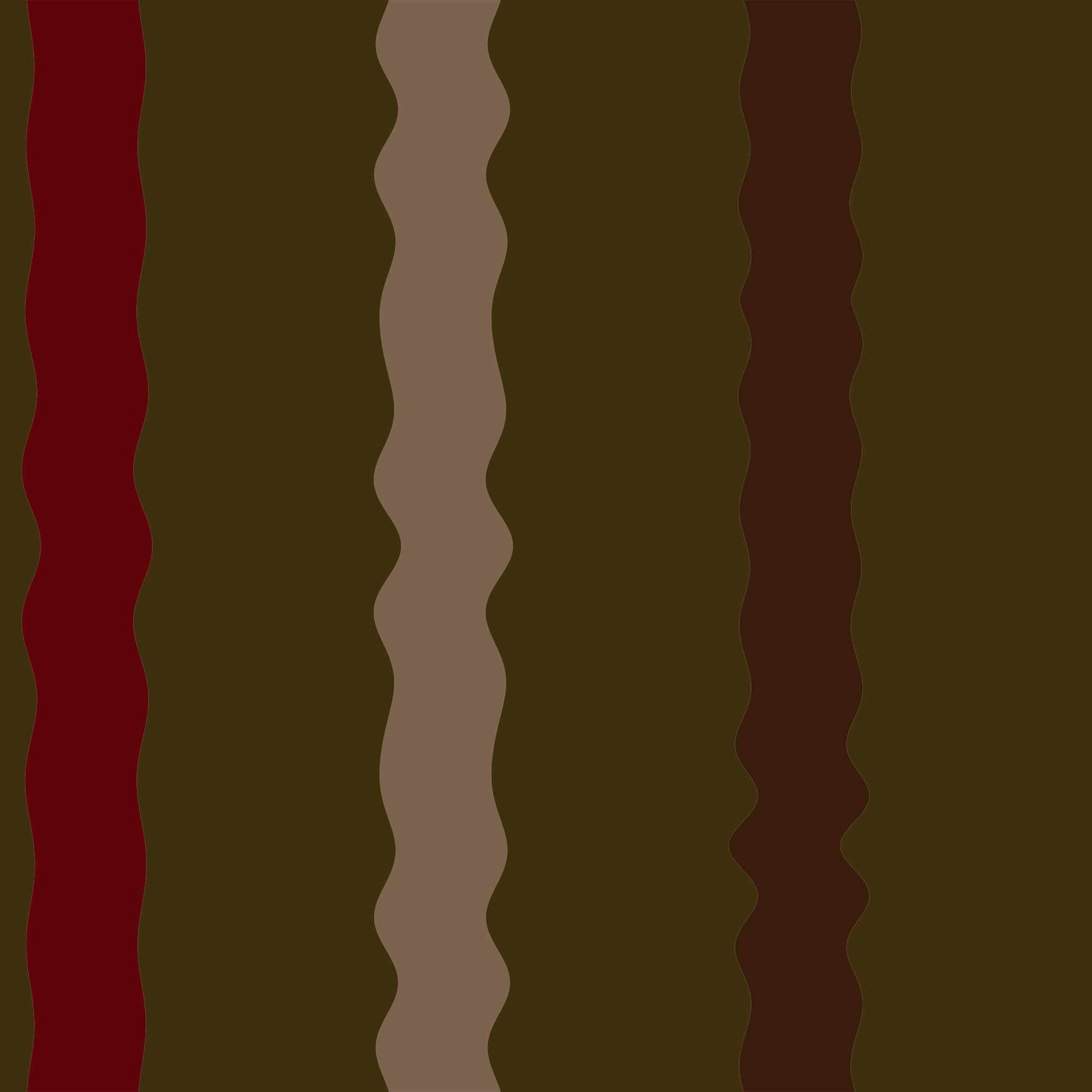 Wavy striped wallpaper pattern in espresso brown, burgundy red, and beige