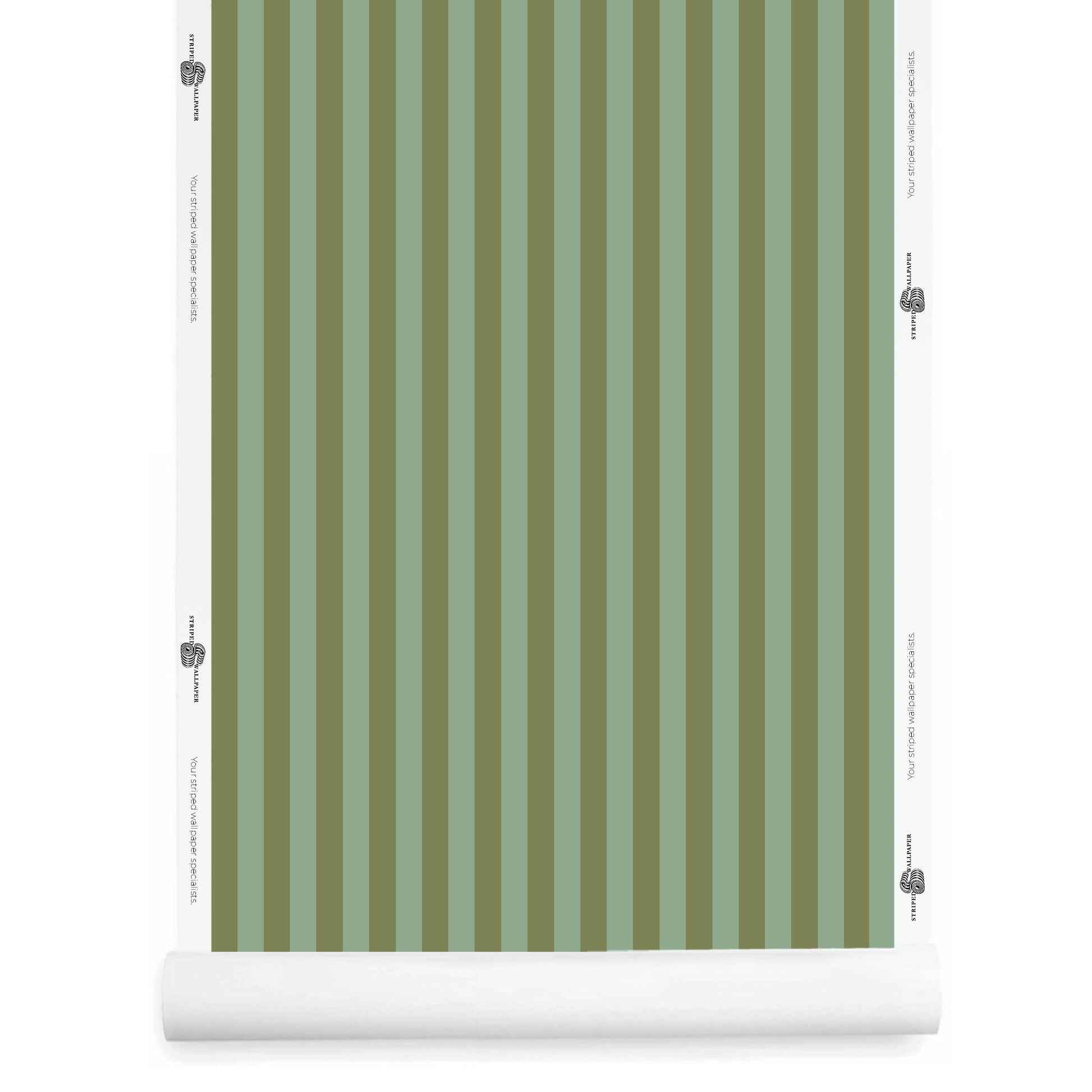 Green Parisian striped wallpaper roll – Laurice thin stripe pattern
