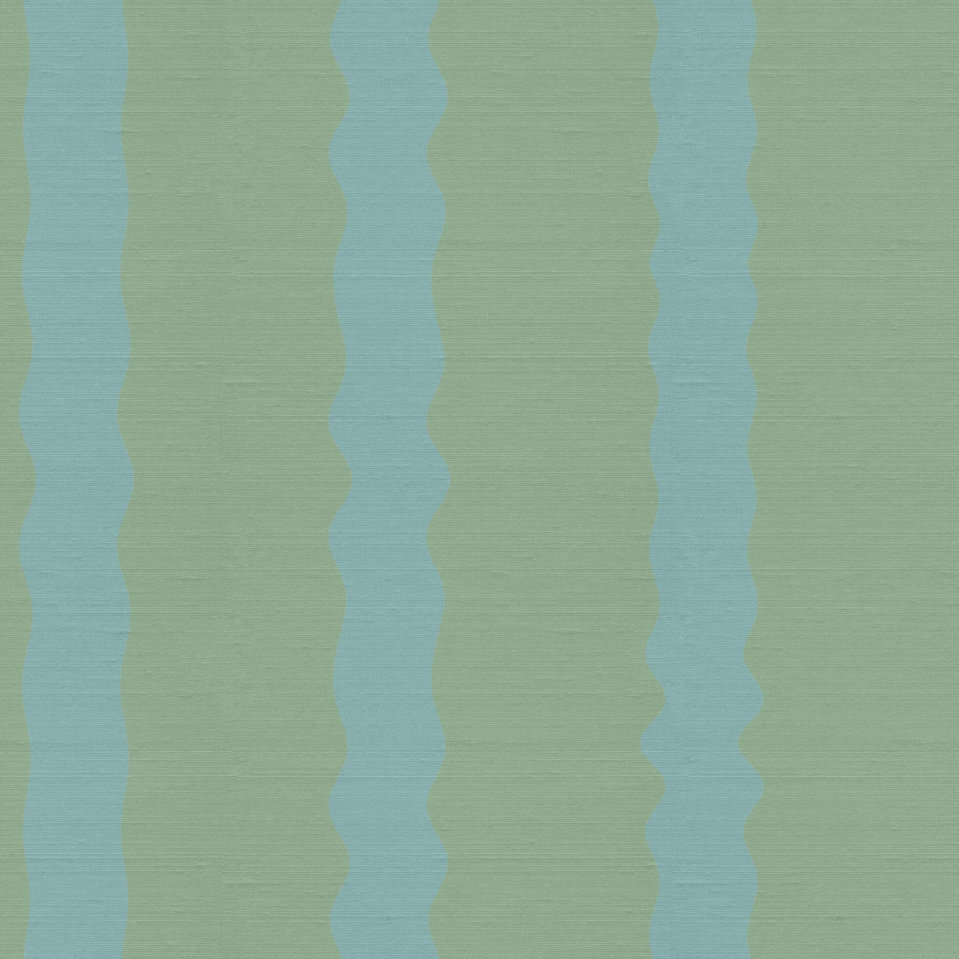 Green and Blue Wavy Striped Wallpaper Pattern – Maiden Celadon Eucalyptus