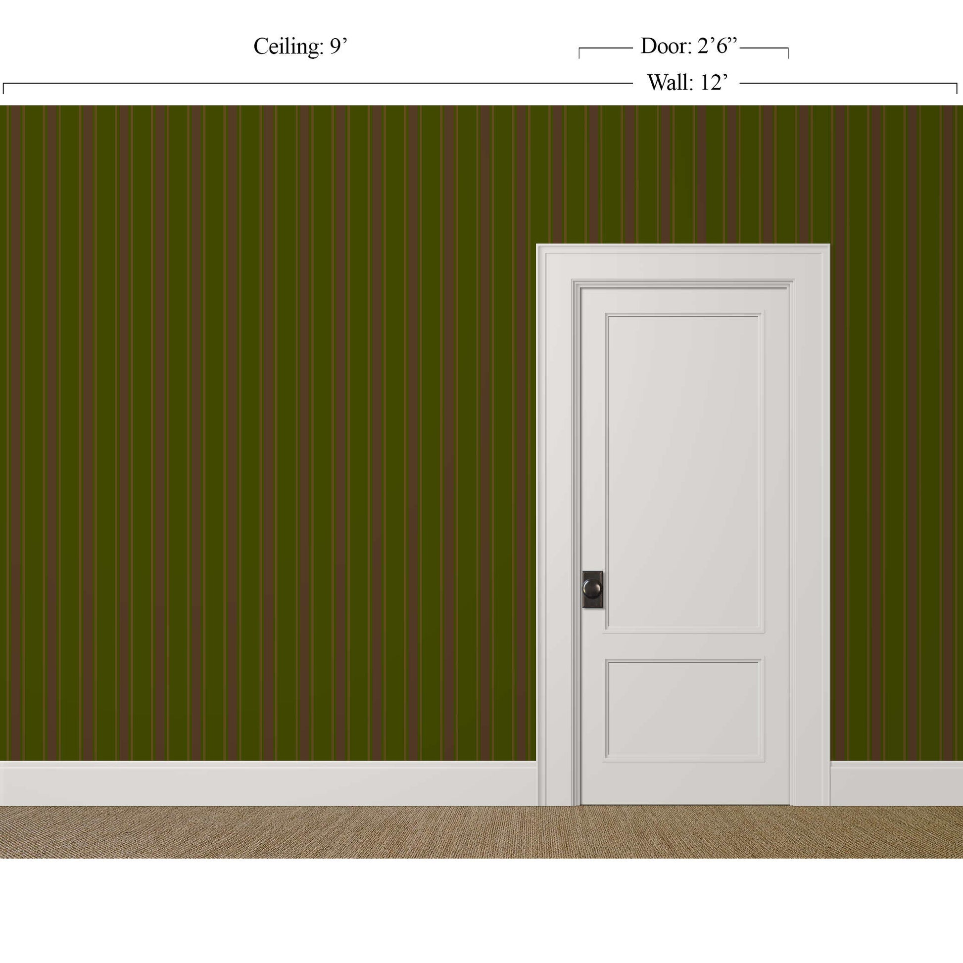 Room with Green and Brown Striped Wallpaper – La Solana Canopy Chocolate Mud