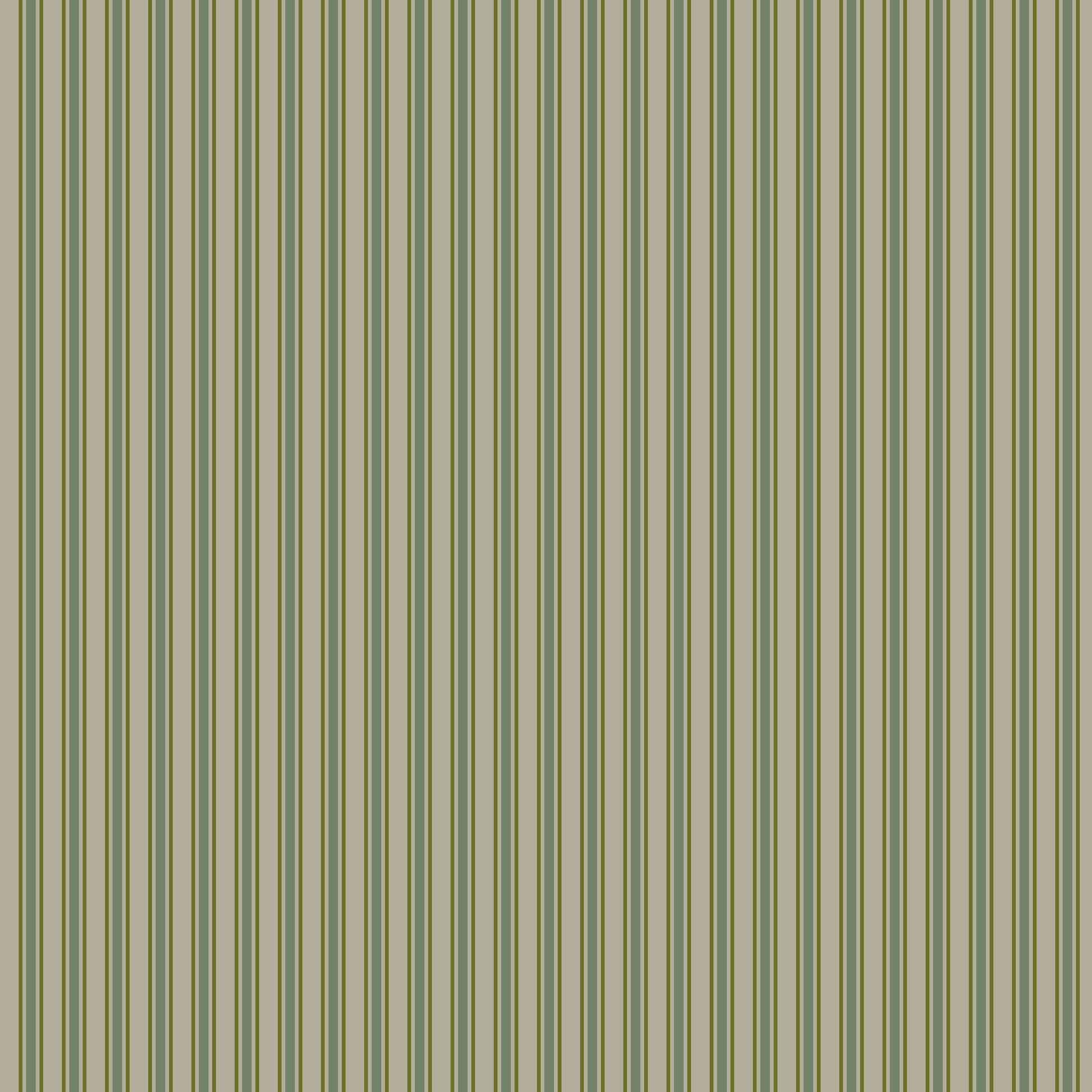 Green and Grey Ticking Stripe Wallpaper Pattern – Meadowbrook in Laurel, Pistachio, and Olive