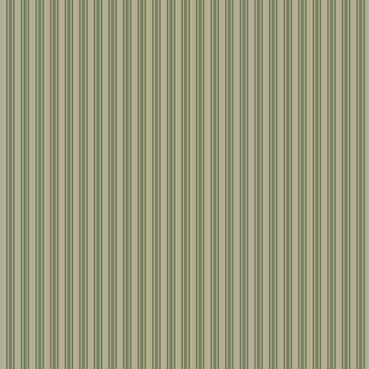 Green and Grey Ticking Stripe Wallpaper Pattern – Meadowbrook in Laurel, Pistachio, and Olive