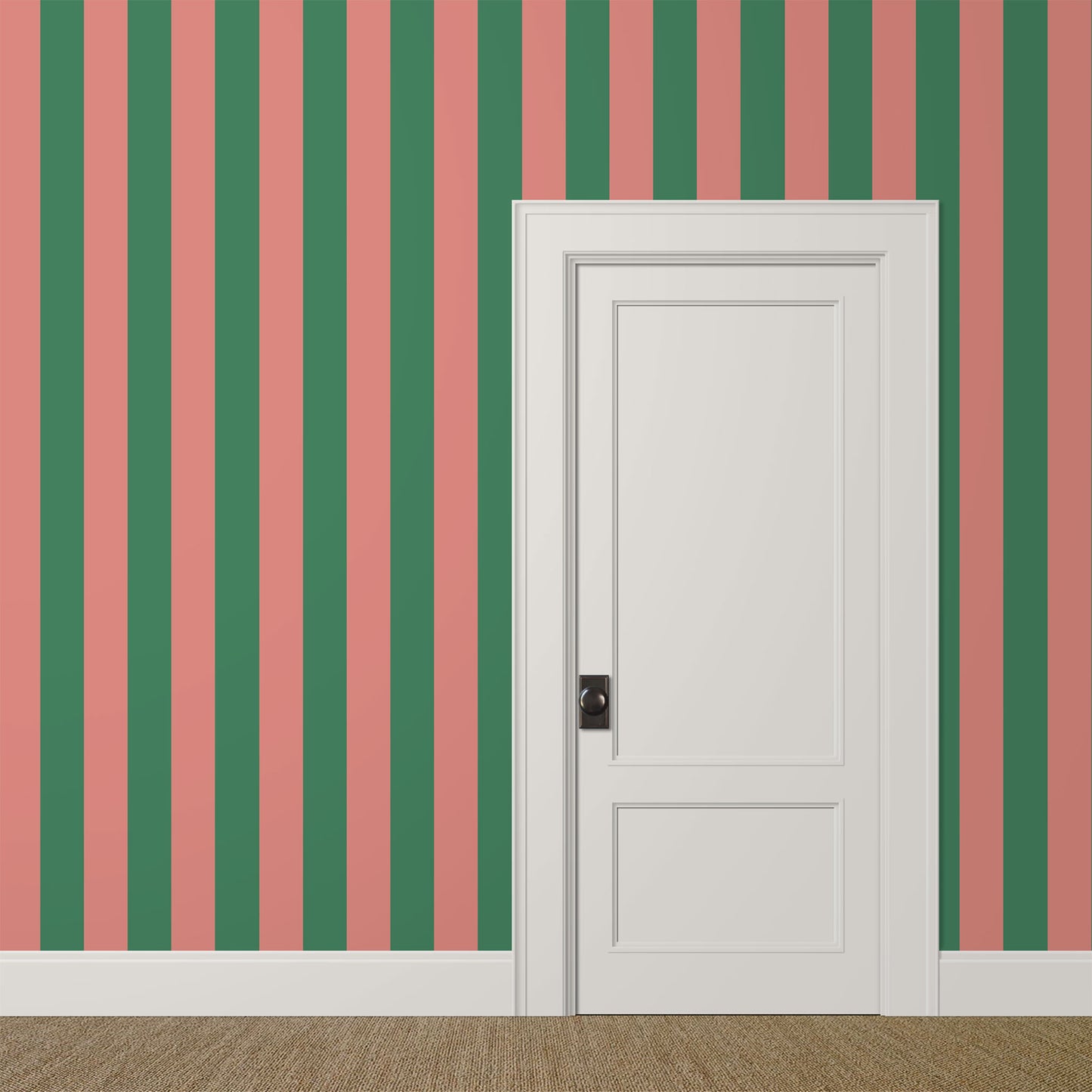 Green and Pink Striped Wallpapered Room – Grandeur for Hollywood-Inspired Interiors