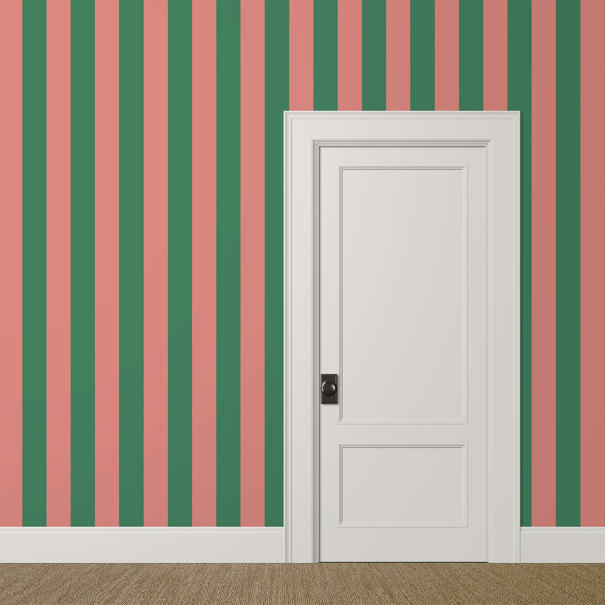 Green and Pink Striped Wallpapered Room – Grandeur for Hollywood-Inspired Interiors
