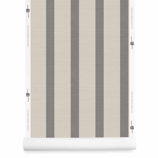 Grey and beige striped wallpaper with silk finish roll – Seahorn