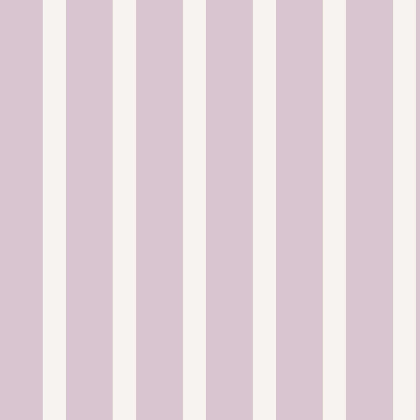 Morslay wallpaper detail – light lilac and ivory vertical stripes