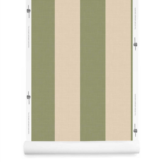 Khaki Striped Wallpaper with Linen Finish - Emerson