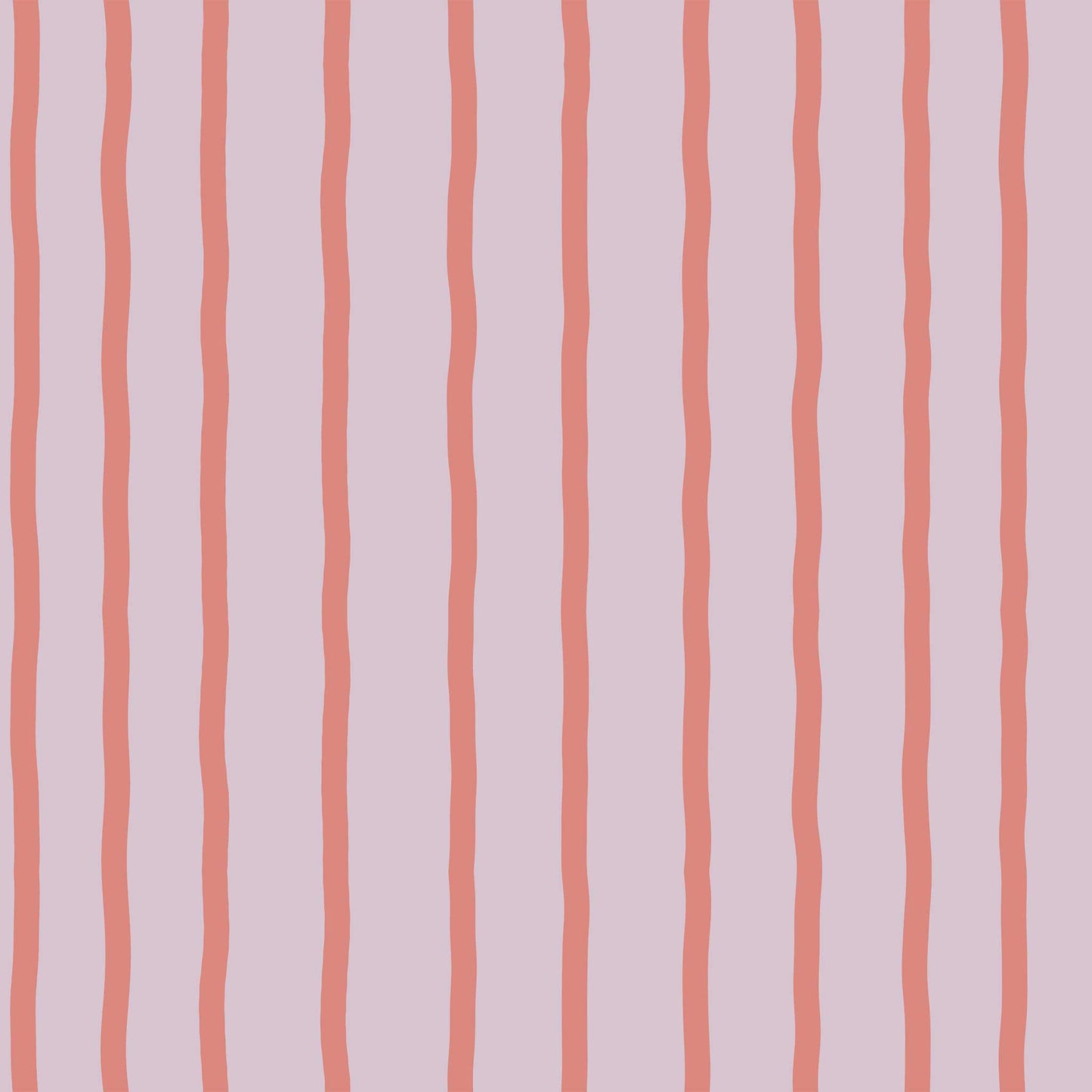 Earlham wallpaper detail – pink wavy stripes on light purple matte ground