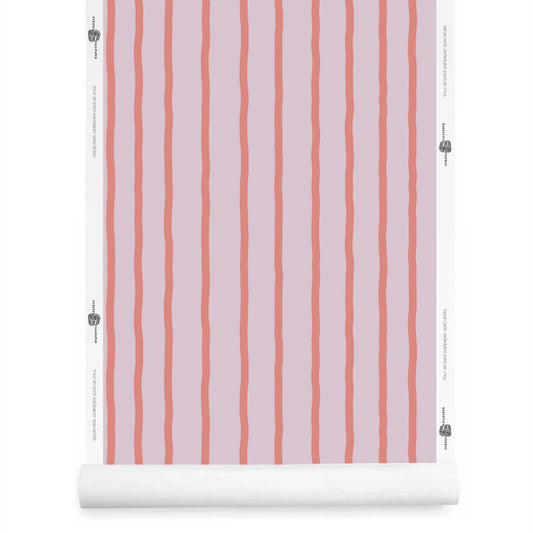 Light purple and pink wavy striped wallpaper roll – Earlham