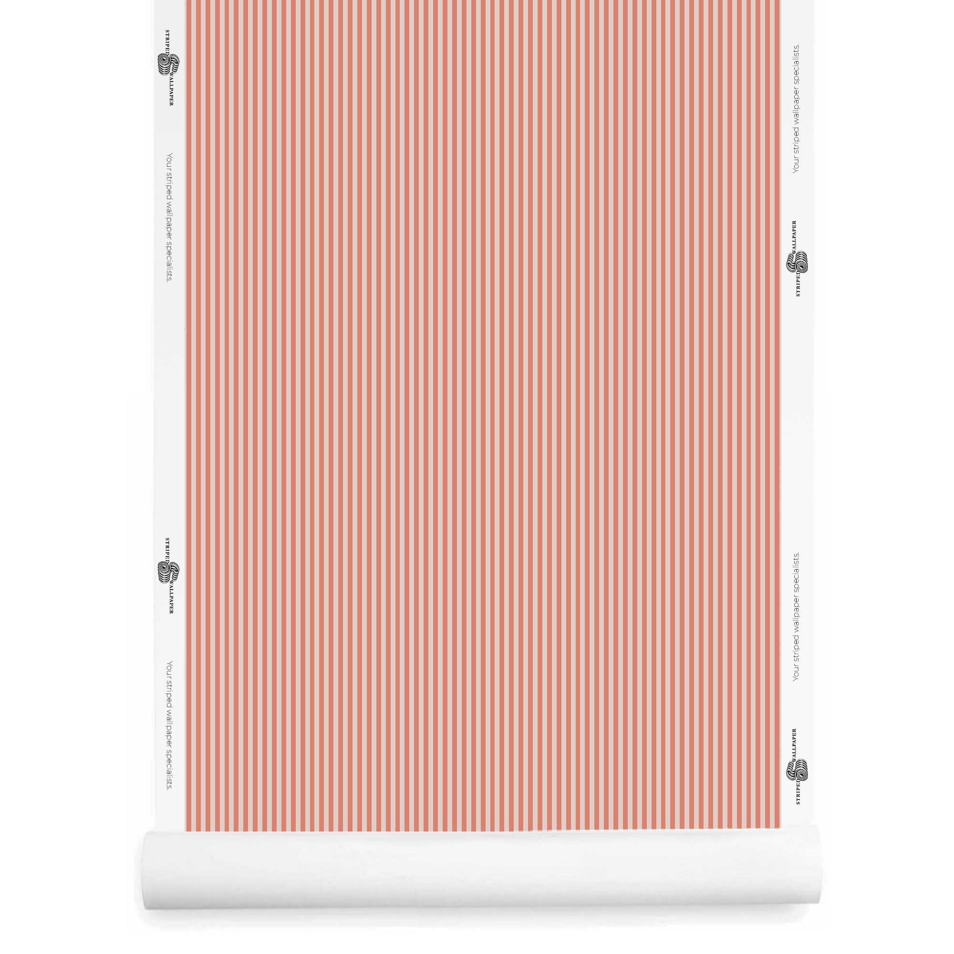 Light red and beige pencil stripe wallpaper roll – Taos