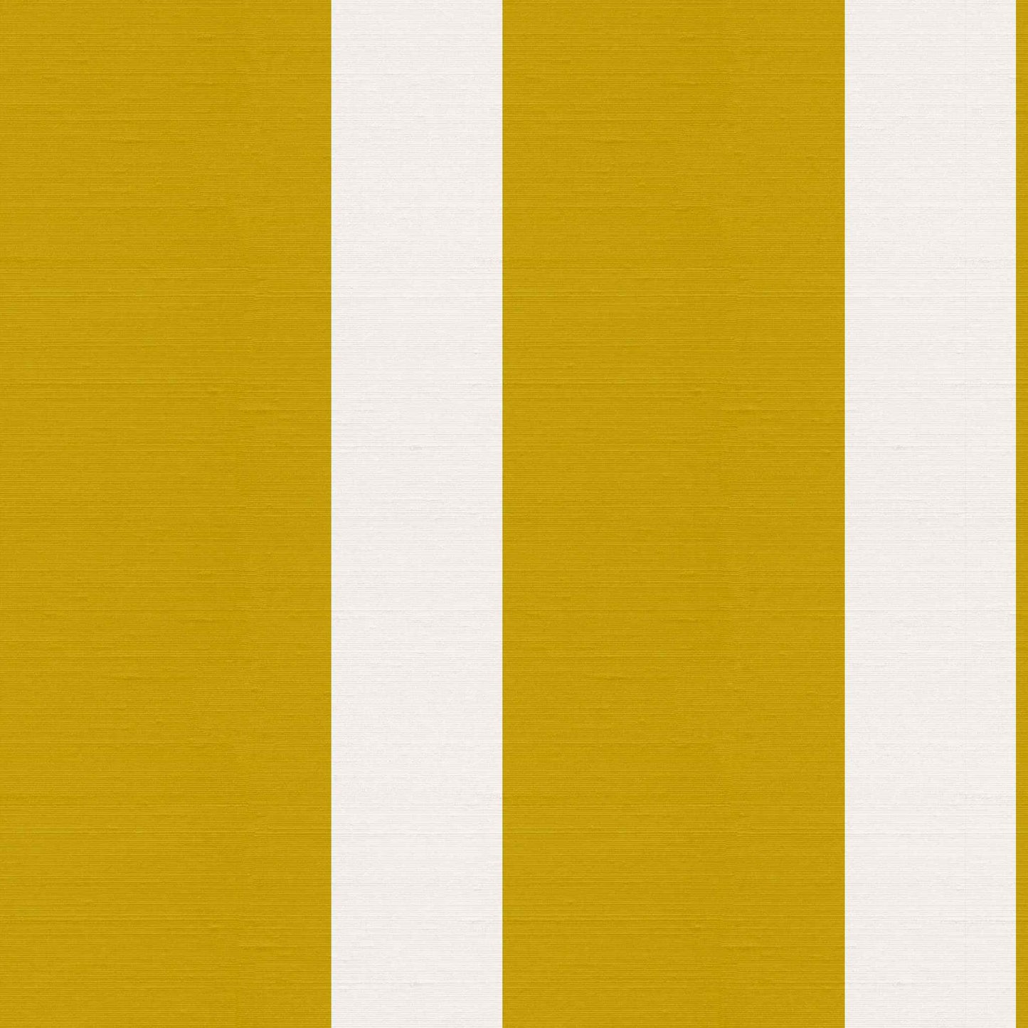 Marquette wallpaper pattern detail – mustard and ivory uneven stripes with luminous silk finish