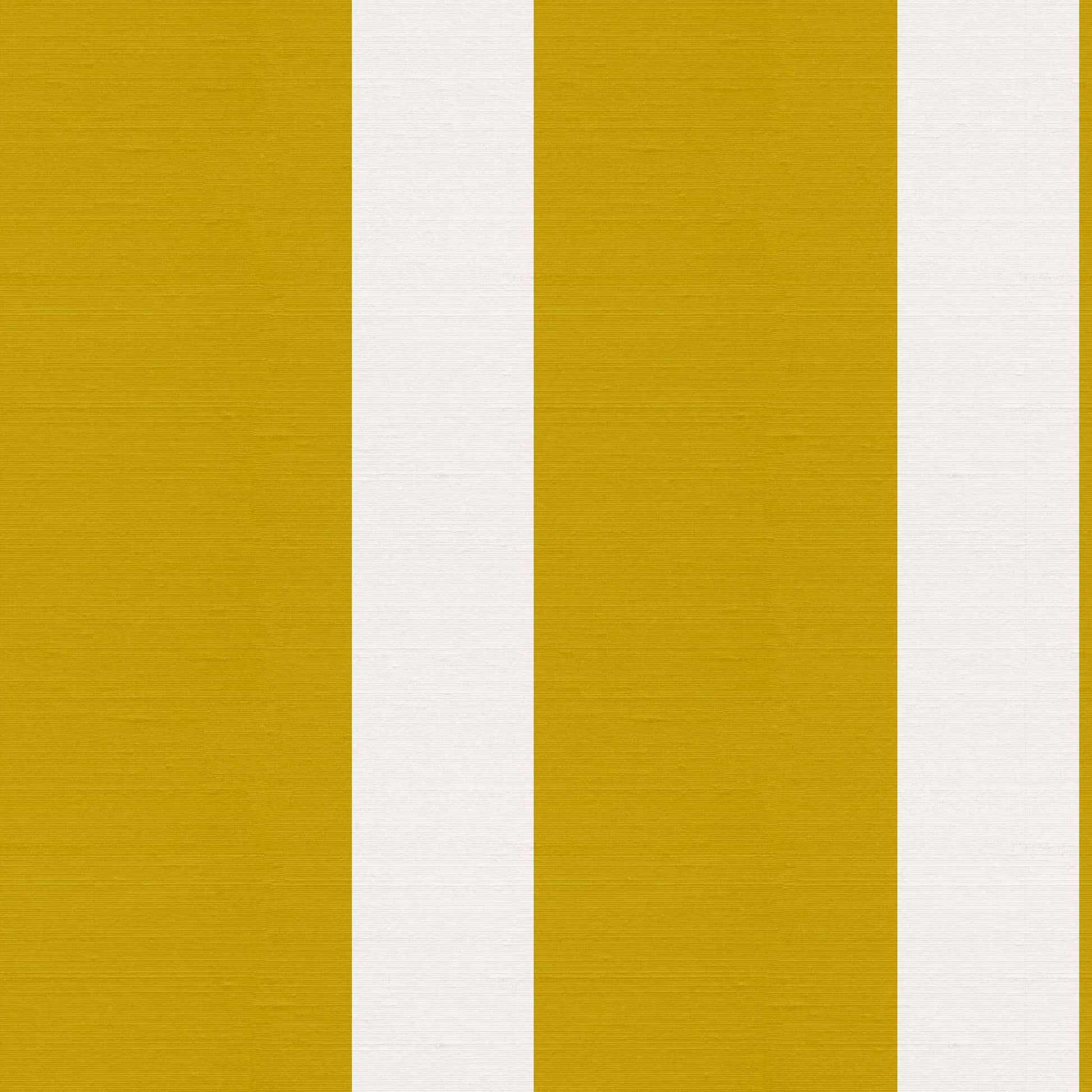 Marquette wallpaper pattern detail – mustard and ivory uneven stripes with luminous silk finish
