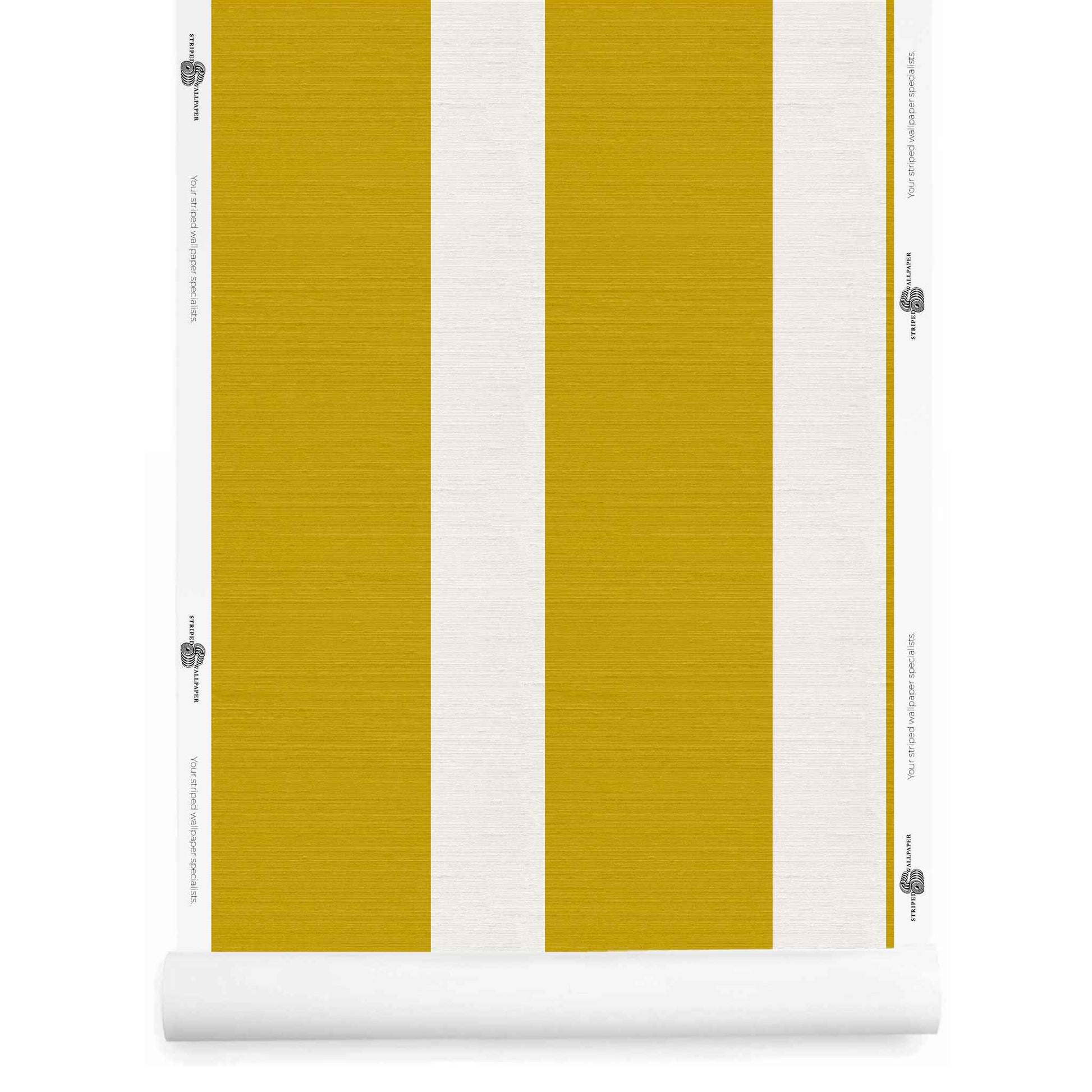Mustard striped wallpaper with silk finish wallpaper roll – Marquette