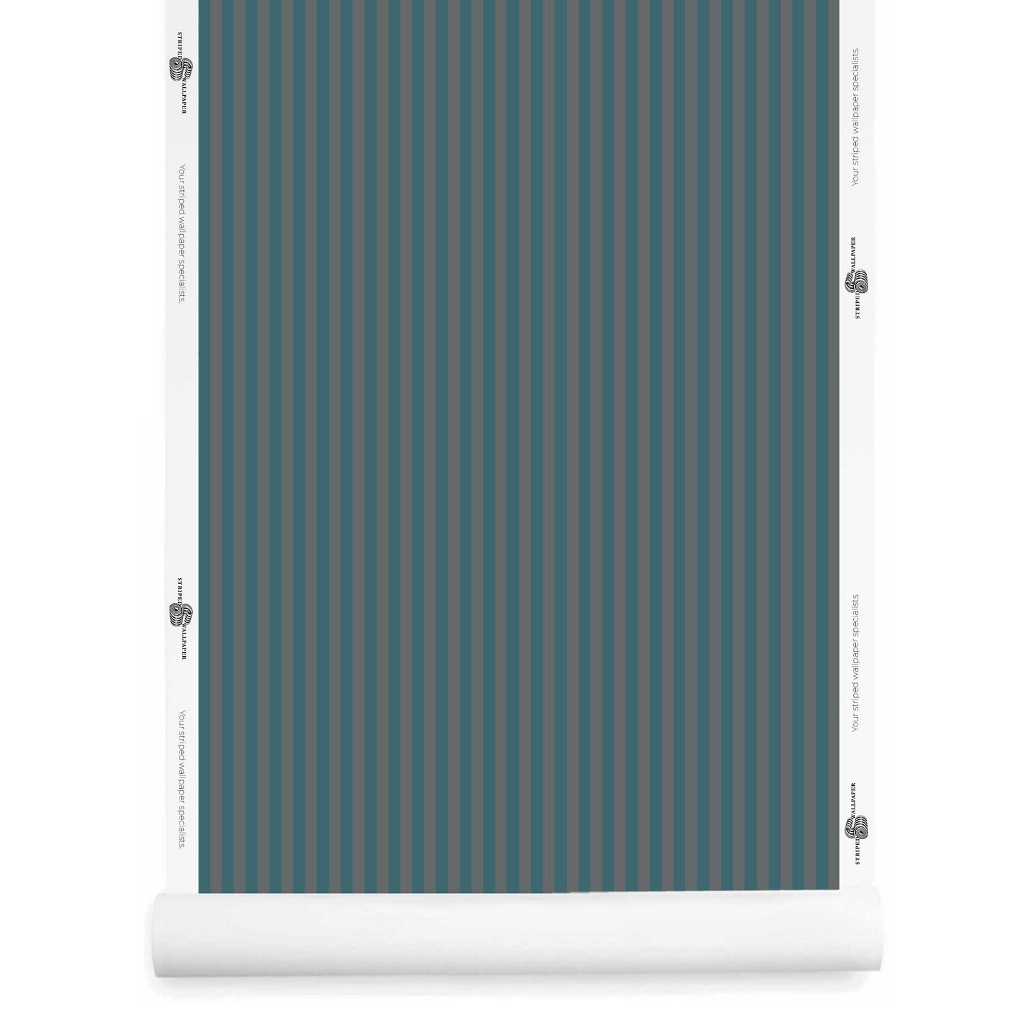 Narrow blue and grey striped wallpaper roll – contemplative moody design