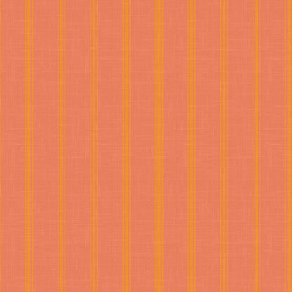 Lachman wallpaper pattern detail – Flash Mandarin orange ticking stripe with linen finish texture