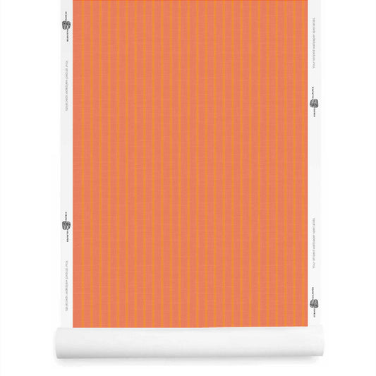 Orange ticking stripe wallpaper roll with linen finish – Lachman Flash Mandarin