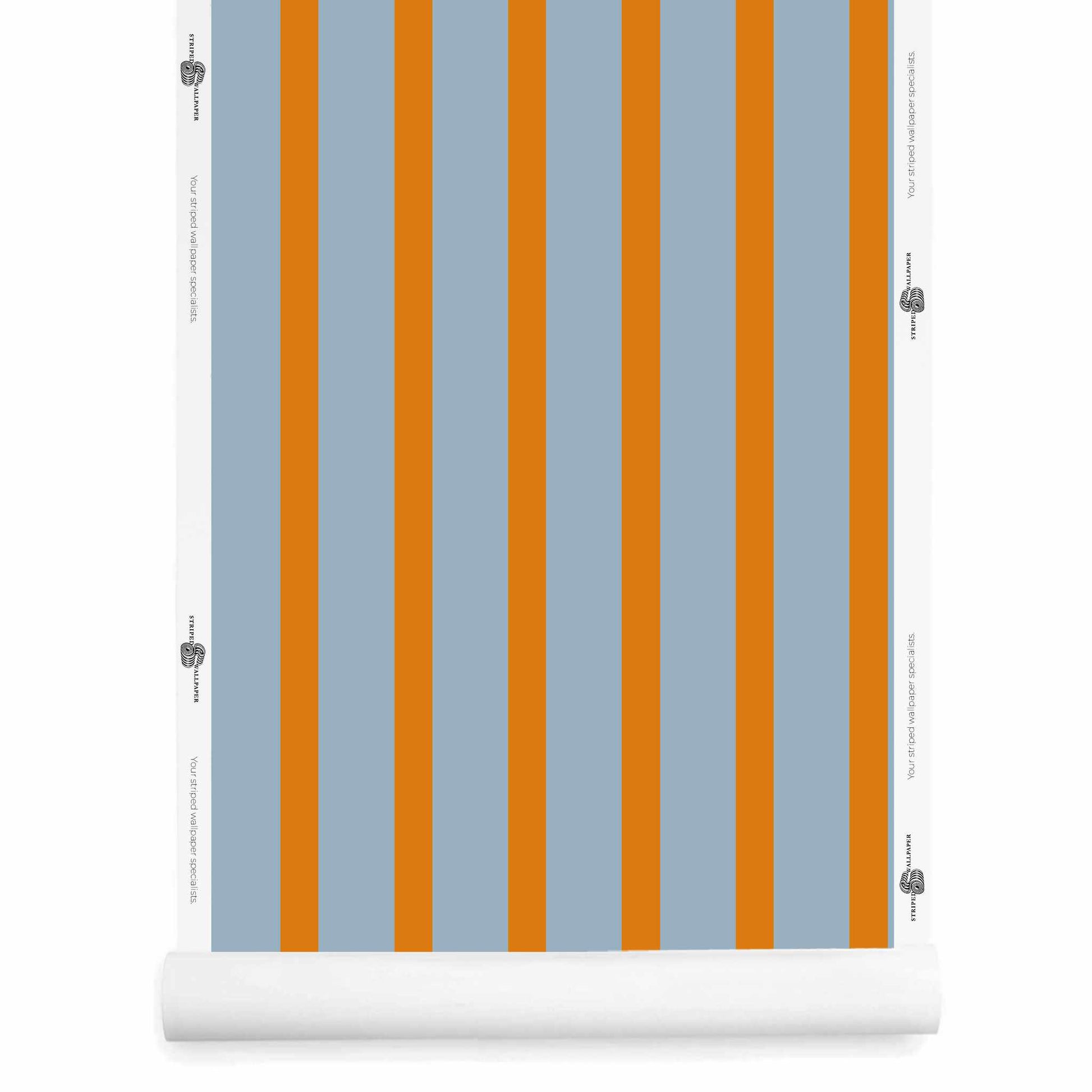 Orange and Blue Striped Wallpaper wallpaper roll – Morslay