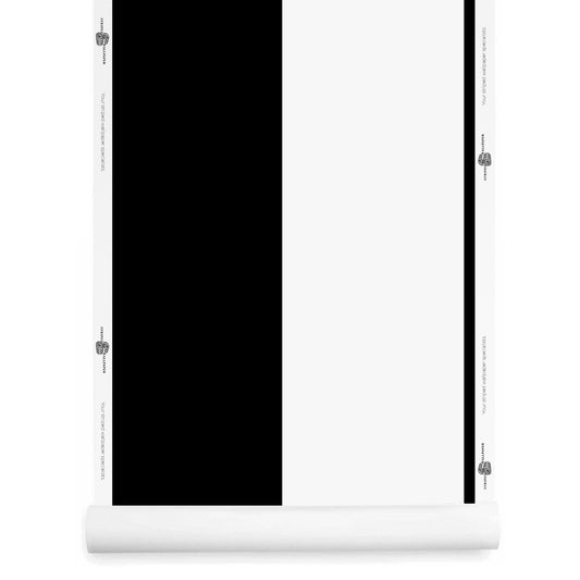 Over the top extra wide black and white striped wallpaper roll – Lake