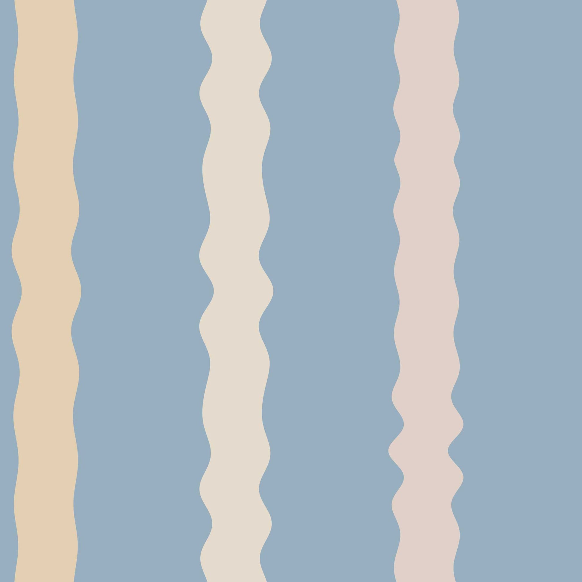 Pale blue and cream wavy stripe wallpaper detail – soft vertical waves