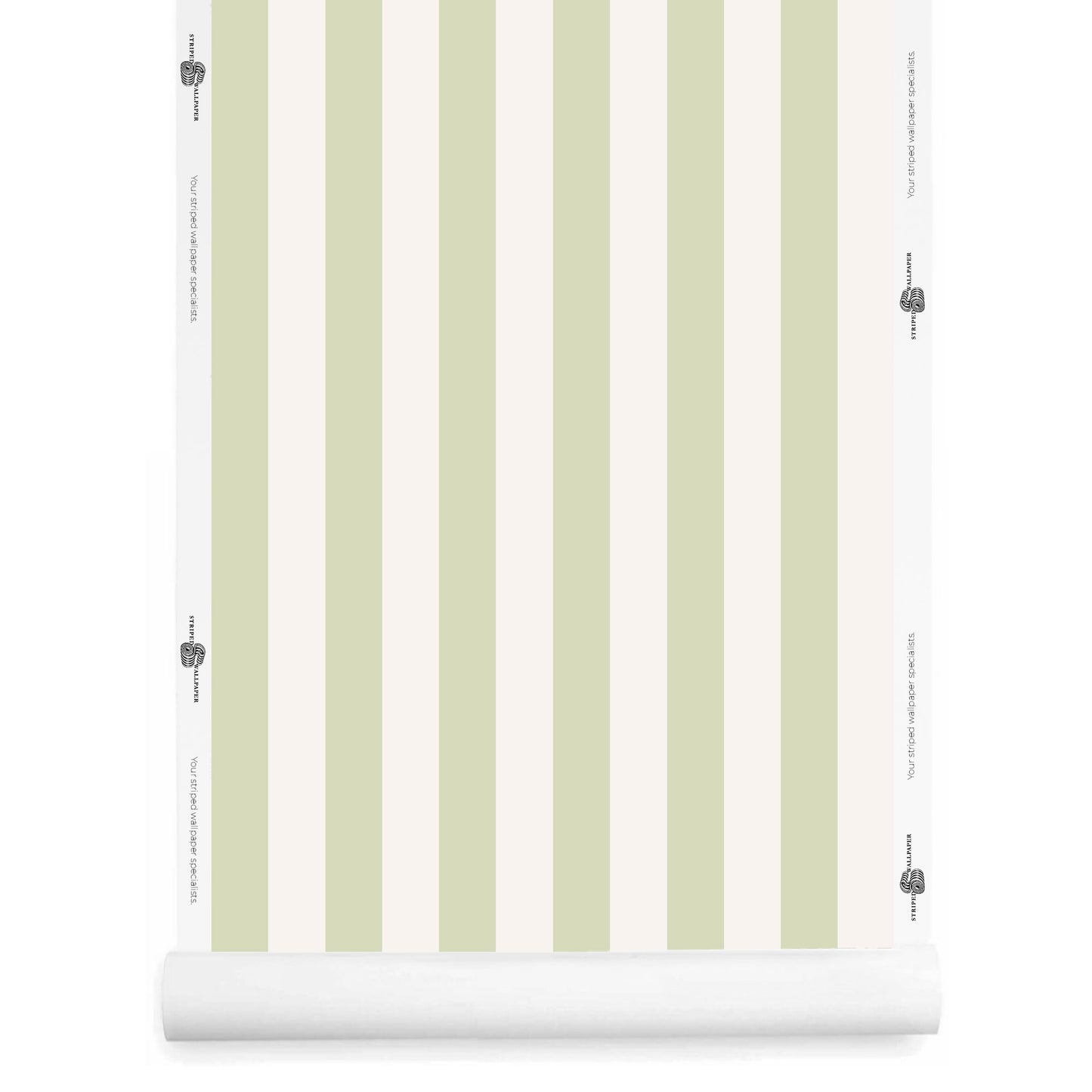 Pale green striped wallpaper roll – Athens pattern in cold glass and ivory