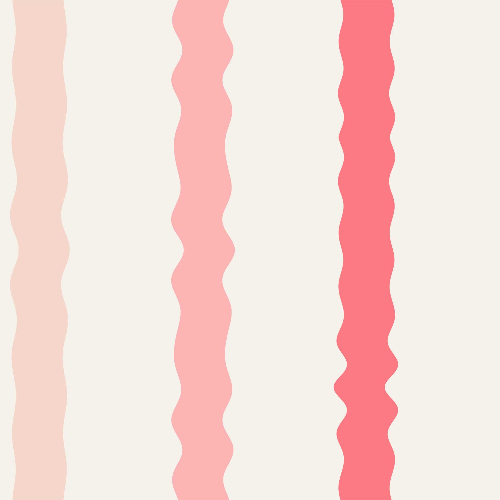 wavy striped wallpaper pattern detail showing pink and cream stripes