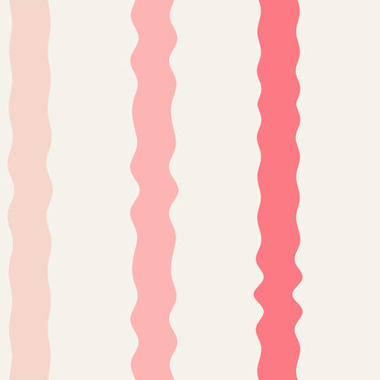 wavy striped wallpaper pattern detail showing pink and cream stripes
