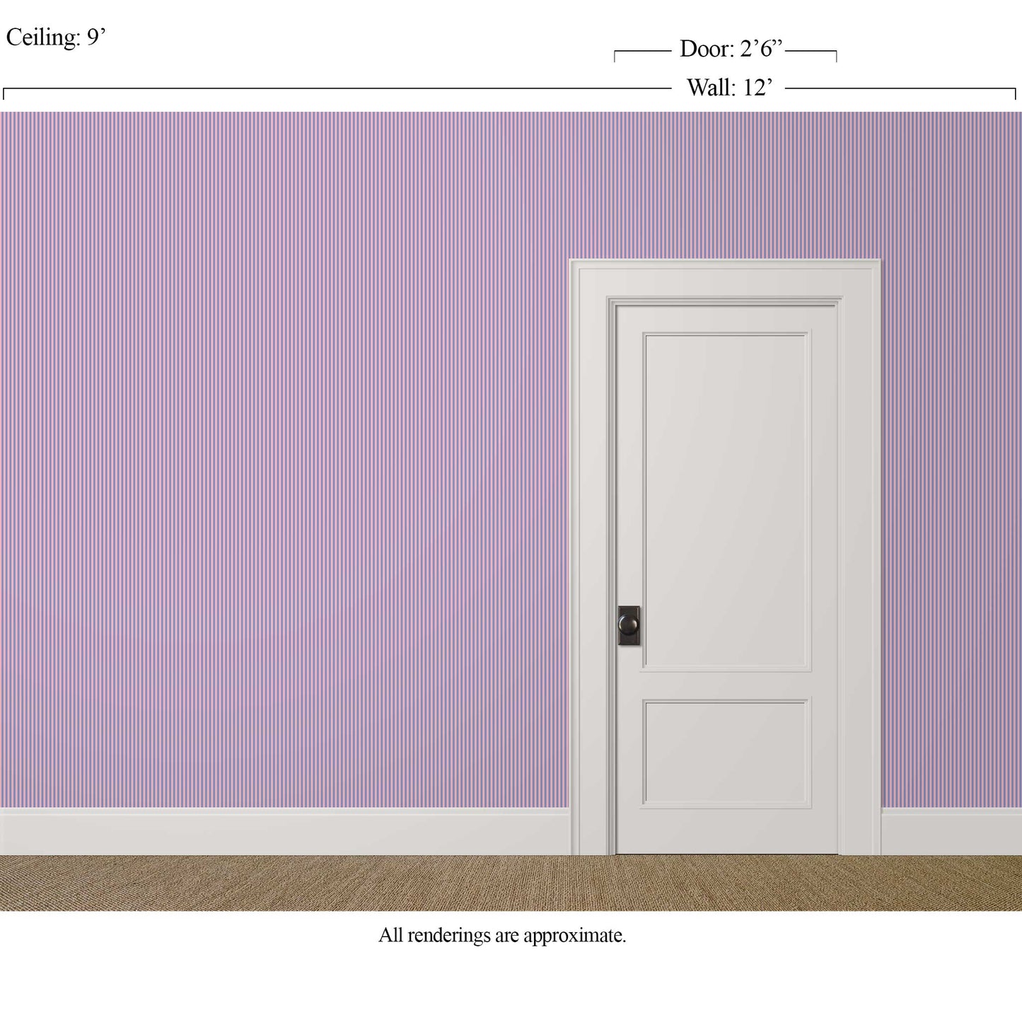 pink and purple striped wallpaper in a softly styled youthful interior