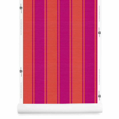 Pink and Red Striped Wallpaper Roll with Silk Finish – Whitfield Hot Lips Diva