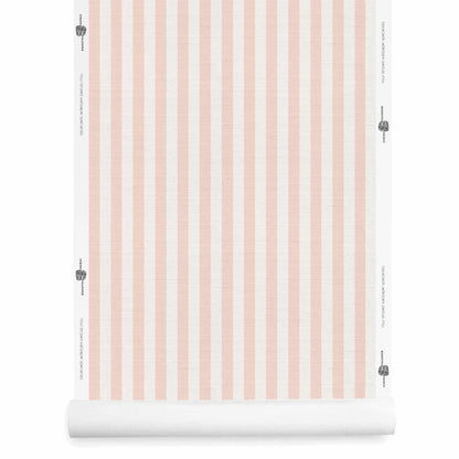 Pink and white striped wallpaper roll with a nubby silk finish – Laurice