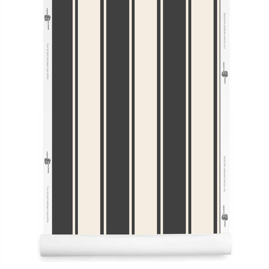 Preppy black and cream striped wallpaper roll – Whitfield