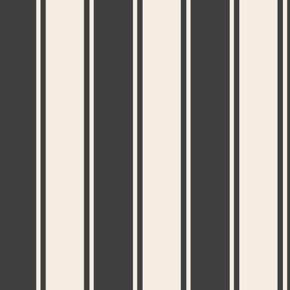 Black and cream striped wallpaper pattern with wide bands and pinstripes – Whitfield