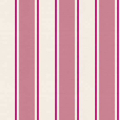 preppy pink and white striped wallpaper  pattern detail with diva pink accent and silk finish