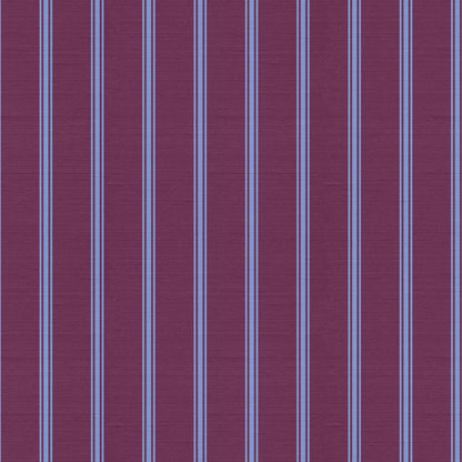 Lachman wallpaper pattern detail – violet and blue ticking stripes on soft silk texture