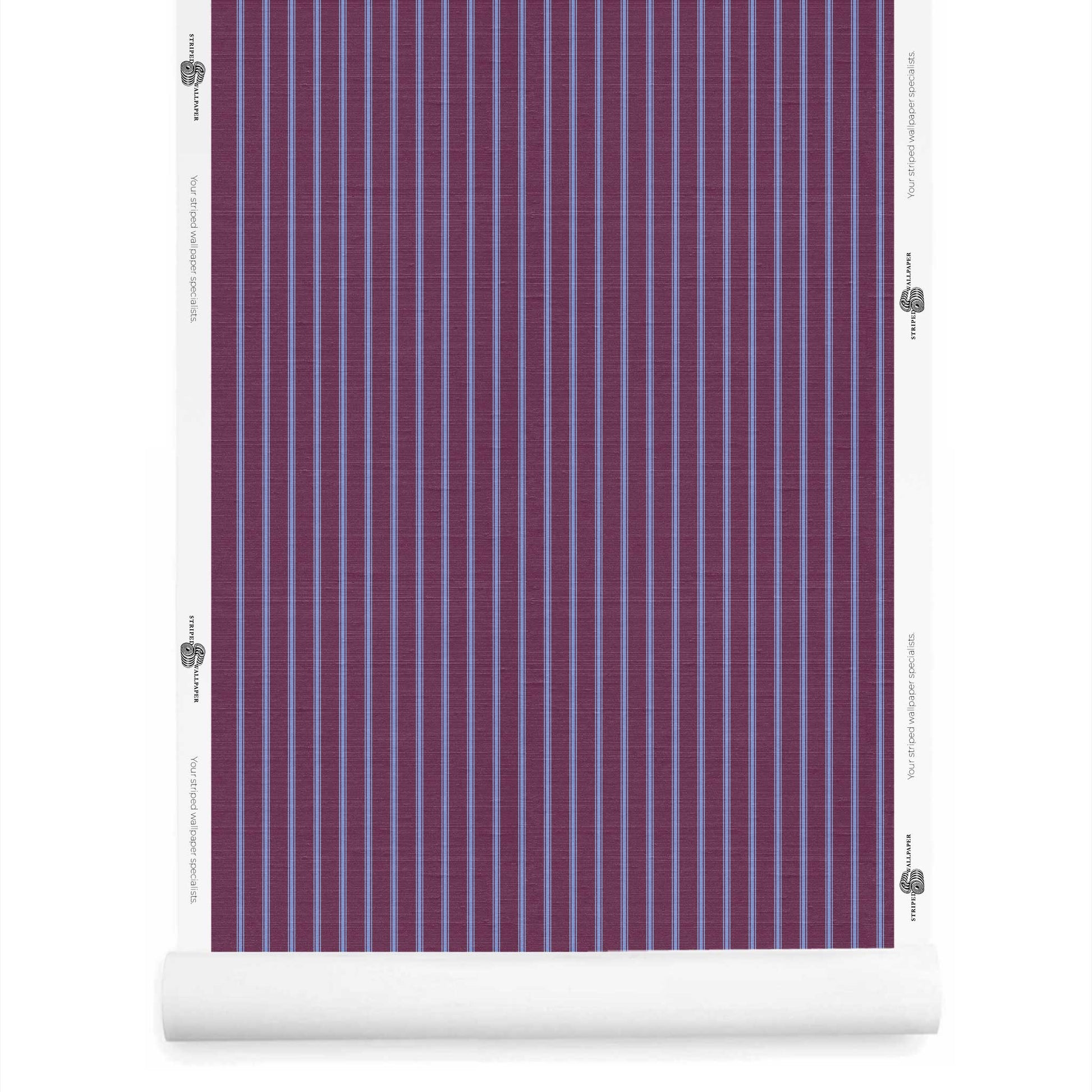 Purple and Blue Ticking Stripe Wallpaper with Silk Finish wallpaper roll – Lachman