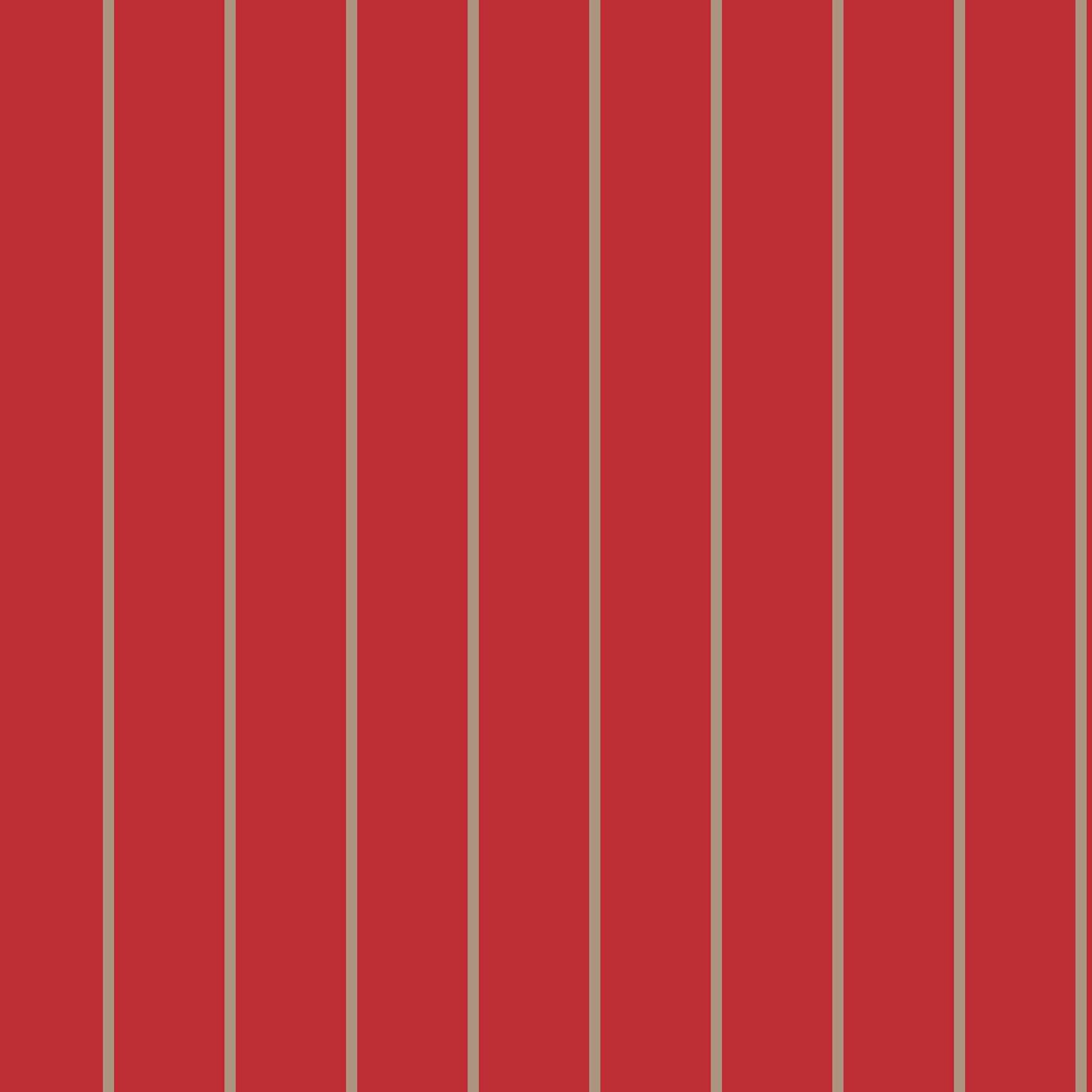 Lachman wallpaper pattern detail – red and mushroom pinstripes on smooth finish