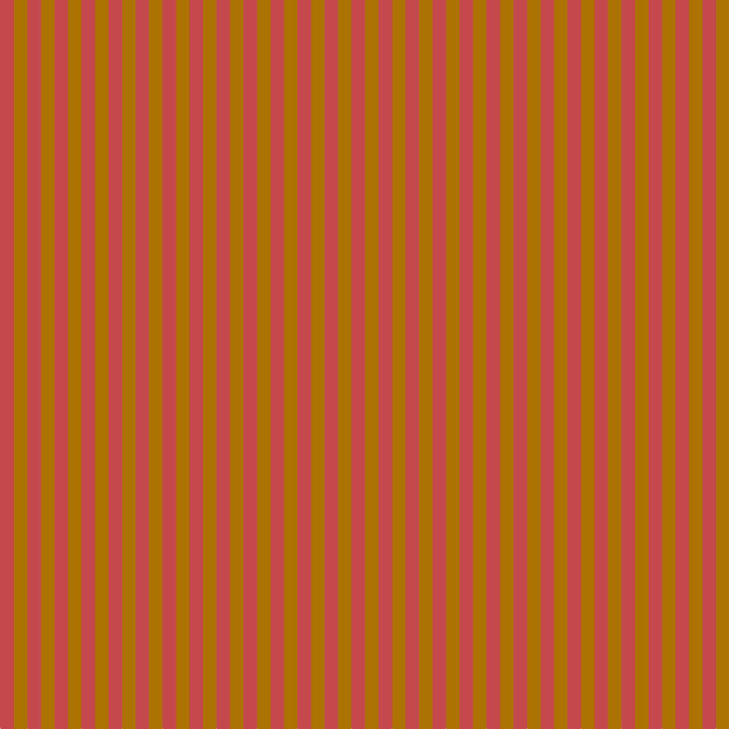 Marengo striped wallpaper pattern detail – rouge and mustard ingot stripes in a tailored ½ inch vertical pattern