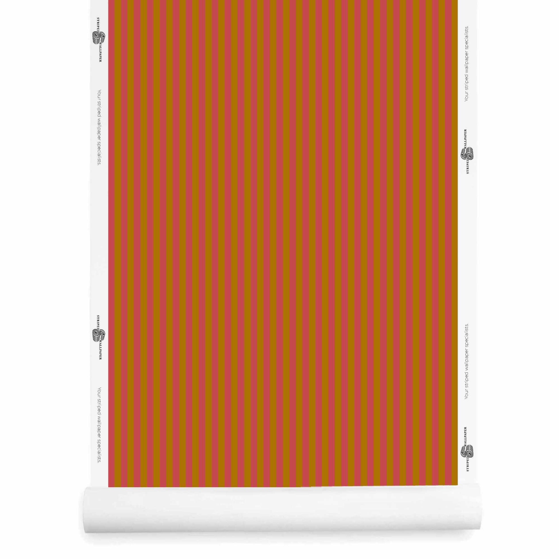 Red and yellow striped wallpaper roll – Marengo – Rouge Ingot