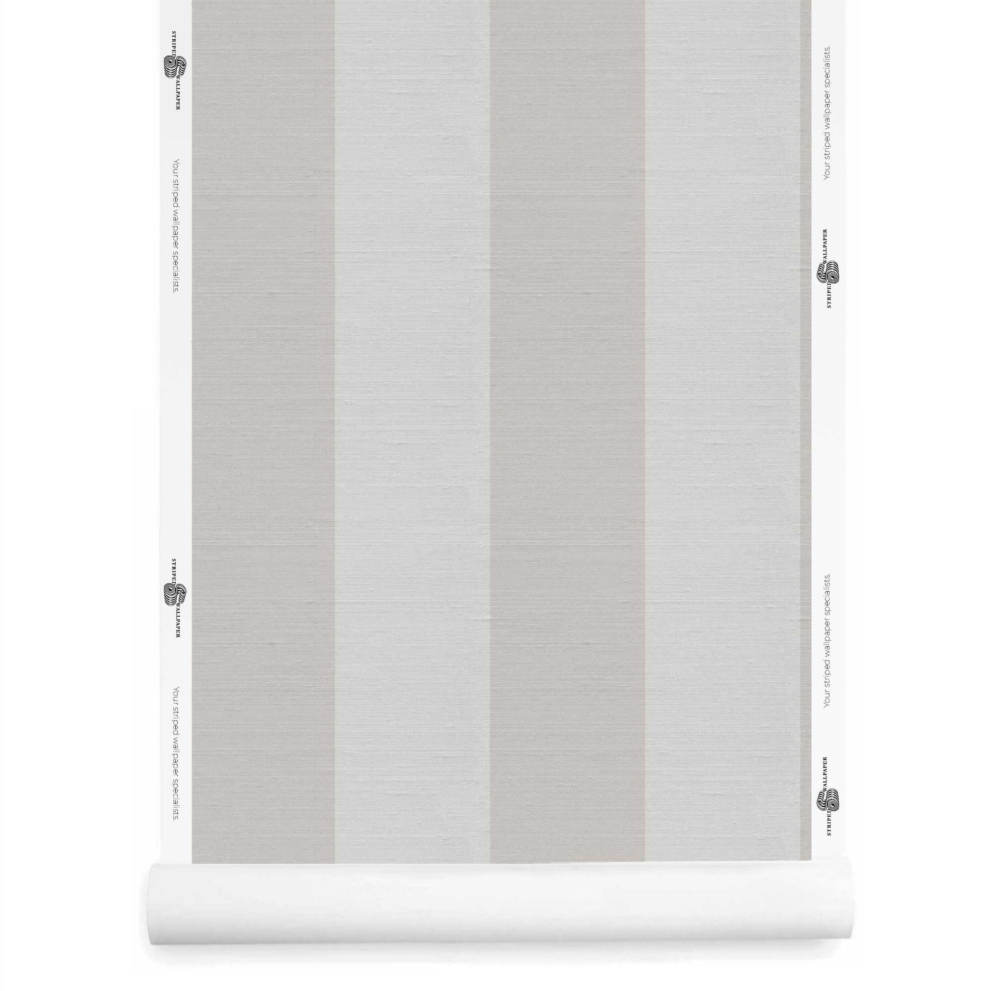 Silver and grey wide striped wallpaper with silk finish roll – Emerson