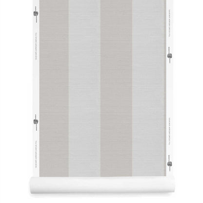 Silver and grey wide striped wallpaper with silk finish roll – Emerson