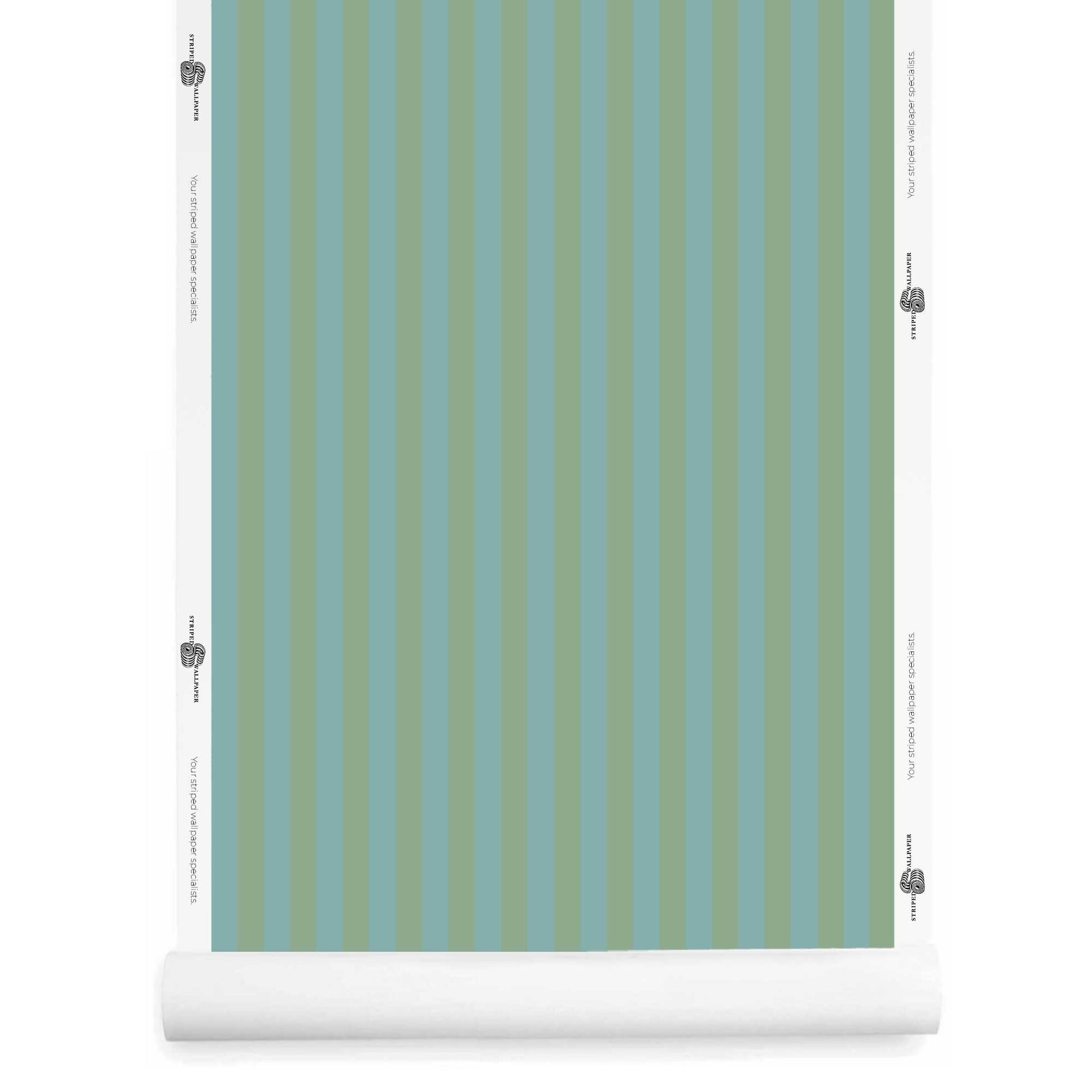 Teal Blue and Green Striped Wallpaper wallpaper roll – Laurice Celadon Eucalyptus