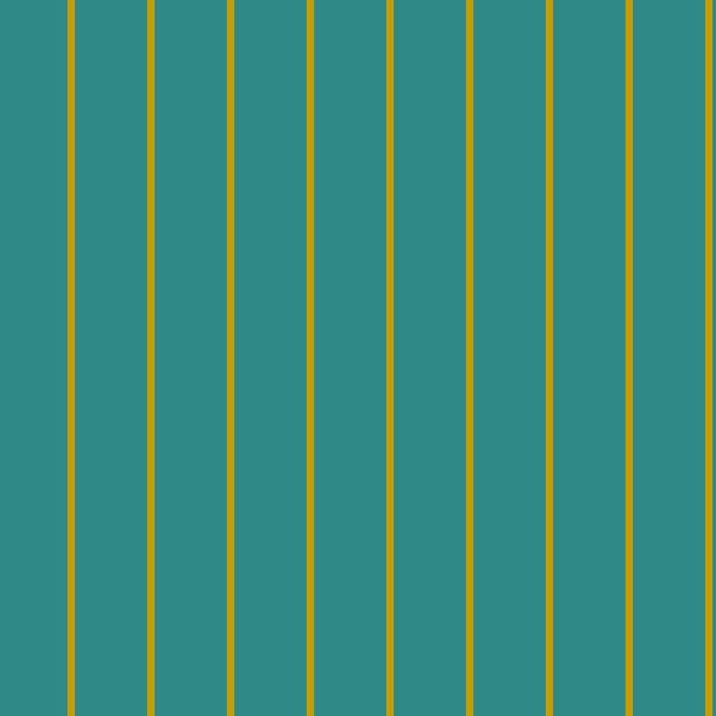 Lachman pinstripe wallpaper pattern detail – verdigris teal with fine mustard pinstripes